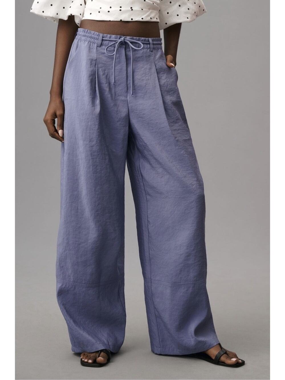 ANTHROPOLOGIE Maeve Seamed Wide-Leg Track Pants Athletic Casual Travel Size S